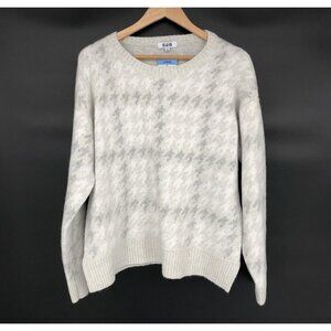 NWT 525 Women's Houndstooth Pullover Sweater Size L White/Gray Soft Warm Cozy